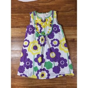 Mini Boden Size 5-6 Purple Yellow Floral Sleeveless Dress